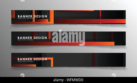 Abstrakte geometrische und rechteckiges Muster Banner mit orange Gradienten Stock Vektor