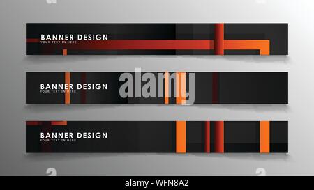 Abstrakte geometrische und rechteckiges Muster Banner mit orange Gradienten Stock Vektor