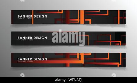 Abstrakte geometrische und rechteckiges Muster Banner mit orange Gradienten Stock Vektor