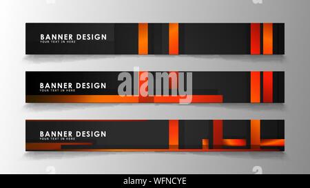 Abstrakte geometrische und rechteckiges Muster Banner mit orange Gradienten Stock Vektor