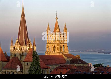 Schweiz, Kanton Waadt, Genfer See (Genfer See), Lausanne, Stadtzentrum, die Kathedrale von Notre Dame Stockfoto