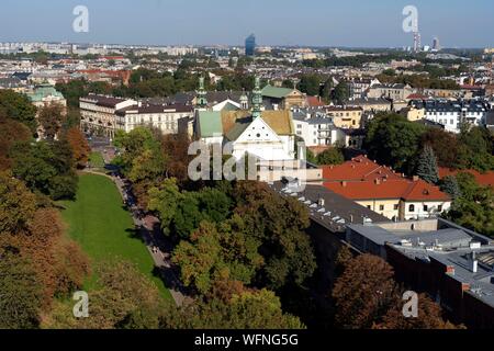 Polen, voïvodie Kleinpolen, Krakau, Stare Miasto Bezirk, Weltkulturerbe, Altstadt, Blick vom Hügel Wawel Stockfoto