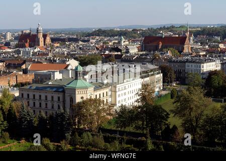 Polen, voïvodie Kleinpolen, Krakau, Stare Miasto Bezirk, Weltkulturerbe, Altstadt, Blick vom Hügel Wawel Stockfoto