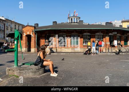 Polen, voïvodie Kleinpolen, Krakau und Kazimierz Kazimierz, dem Jüdischen Viertel, Nowy Square und Restaurants Stockfoto