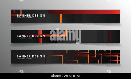 Abstrakte geometrische und rechteckiges Muster Banner mit orange Gradienten Stock Vektor