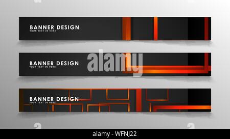 Abstrakte geometrische und rechteckiges Muster Banner mit orange Gradienten Stock Vektor