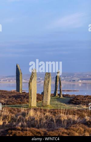 Vereinigtes Königreich, Schottland, Orkney Inseln, Festland, Ring von Brodgar, Herz der neolithischen Orkney, aufgeführt von der UNESCO zum Weltkulturerbe Stockfoto