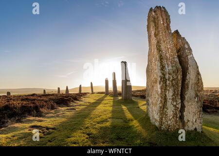 Vereinigtes Königreich, Schottland, Orkney Inseln, Festland, Ring von Brodgar, Herz der neolithischen Orkney, aufgeführt von der UNESCO zum Weltkulturerbe Stockfoto