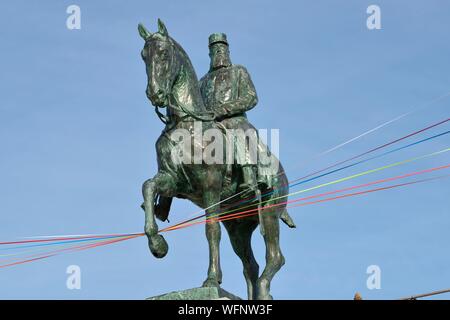 Belgien, Westflandern, Ostende, Strandpromenade, reiterdenkmal von König Leopold II. von Belgien (1865-1909) Stockfoto