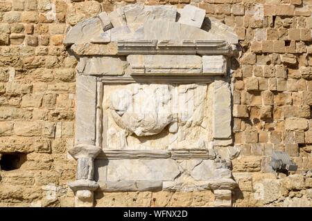 Griechenland, Kreta, Heraklion, Festung von Heraklion genannt Festung Koules, ist ein venezianisches Gebäude aus dem Jahre 1523, Detail der Fassade Stockfoto