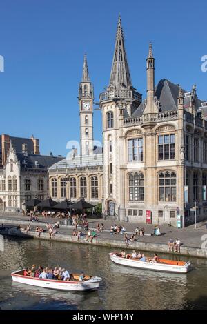 Belgien, Ost-flandern, Gent, Graslei (Quai aux Herbes), entlang der Lys, Old Post Office Stockfoto