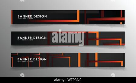 Abstrakte geometrische und rechteckiges Muster Banner mit orange Gradienten Stock Vektor