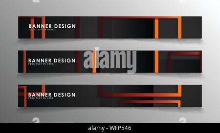 Abstrakte geometrische und rechteckiges Muster Banner mit orange Gradienten Stock Vektor