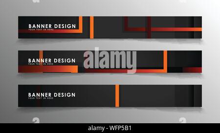 Abstrakte geometrische und rechteckiges Muster Banner mit orange Gradienten Stock Vektor