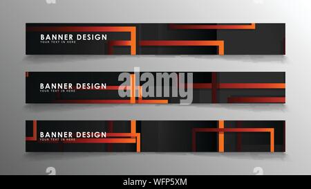 Abstrakte geometrische und rechteckiges Muster Banner mit orange Gradienten Stock Vektor