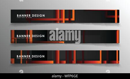 Abstrakte geometrische und rechteckiges Muster Banner mit orange Gradienten Stock Vektor