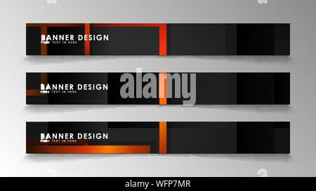 Abstrakte geometrische und rechteckiges Muster Banner mit orange Gradienten Stock Vektor