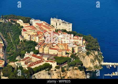Fürstentum Monaco, Monaco, der Fels, der Prince Palace und das Ozeanographische Museum Stockfoto