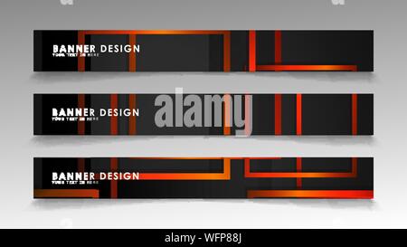 Abstrakte geometrische und rechteckiges Muster Banner mit orange Gradienten Stock Vektor