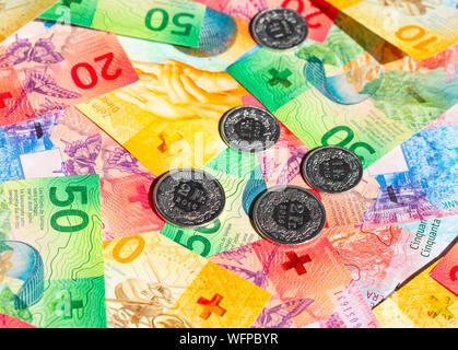 Sammlung der neue Schweizer Banknoten (2017) Stockfoto