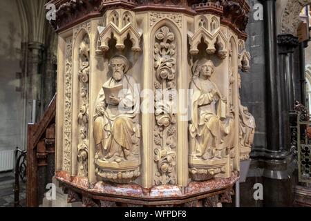 Irland, Dublin, Christ Church Cathedral oder Holy Trinity Cathedral, die Kanzel und seine Skulpturen Stockfoto