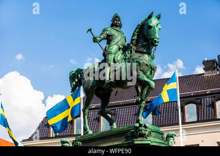 Schweden, Vastra Gotaland, Göteborg (Gothenburg), Reiterstatue des Königs Karl IX. am Ostra Larmgatan Square Stockfoto