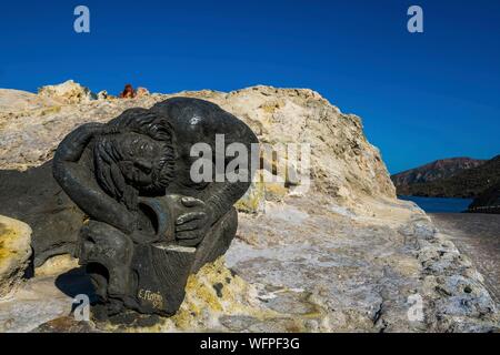 Italien, Sizilien, Liparische Inseln als Weltkulturerbe von der UNESCO, Vulcano, Porto di Levante aufgeführt, Vulcano Statue Stockfoto