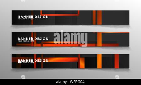 Abstrakte geometrische und rechteckiges Muster Banner mit orange Gradienten Stock Vektor