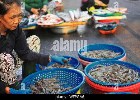 Hoi An, Vietnam - 8. Mai 2019 - Street Food Markt der Einheimischen in sehr frühen Morgen Stockfoto