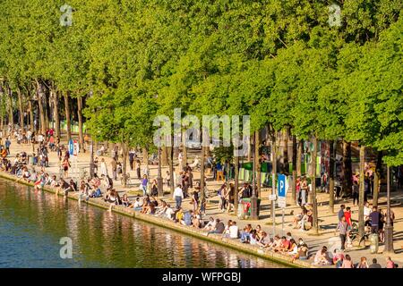 Frankreich, Paris, Stalingrad, das Becken des Villette, Quai de la Loire Stockfoto