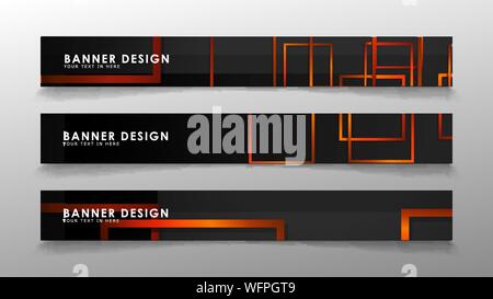 Abstrakte geometrische und rechteckiges Muster Banner mit orange Gradienten Stock Vektor