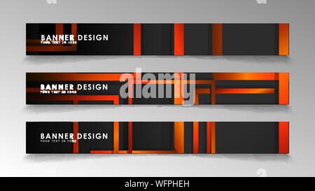 Abstrakte geometrische und rechteckiges Muster Banner mit orange Gradienten Stock Vektor