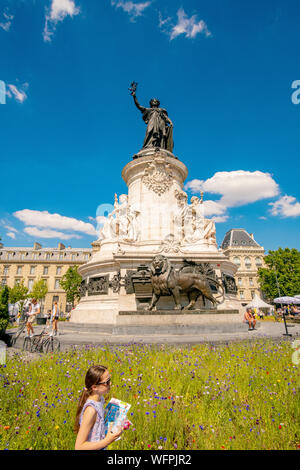 Frankreich, Paris, den Platz der Republik gepflanzt für die Veranstaltung Biodiversität 2019 Vom 21. bis zum 24. Juni 2019 (Gad Weil) Stockfoto