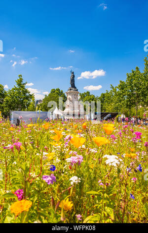 Frankreich, Paris, den Platz der Republik gepflanzt für die Veranstaltung Biodiversität 2019 Vom 21. bis zum 24. Juni 2019 (Gad Weil) Stockfoto