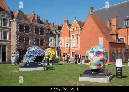 Frankreich, Nord, Lille, ilot contesse in der Nähe von Lille, Lille 3000 Eldorado, lackiert Riesen Schädel, dem berühmten mexikanischen Tod Festivals wecken Stockfoto