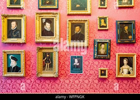Frankreich, Oise, Chantilly, das Schloss von Chantilly, das Museum von Conde, der clouet Cabinet Stockfoto