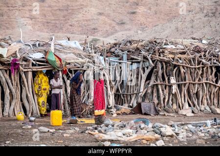 Äthiopien, Ferne regionalen staatlichen, Wadi Saba, ferne Dorf Stockfoto