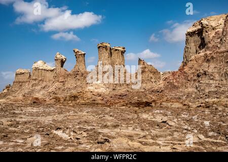 Äthiopien, Ferne regionalen staatlichen, Danakil Depression, Dallol Vulkans Stockfoto