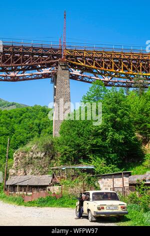 Armenien, Lorri region, Debed Tal, Eisenbahnbrücke gebaut nur mit Nieten Stockfoto