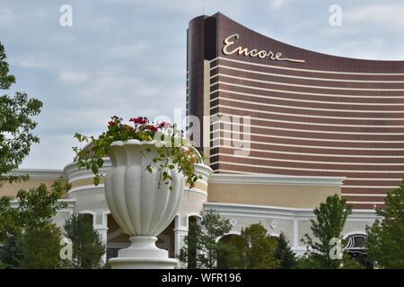 Das Encore Boston Harbour Casino im Besitz von Wynn Resorts in Everett, Massachusetts am Ufer des Mystic River an der Boston North Shore Stockfoto