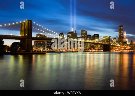911 Light Memorial in New York City Stockfoto