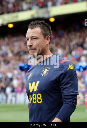 London, Großbritannien. 31. August 2019. Crystal Palace gegen Aston Villa; Aston Villa Assistant Manager John Terry - Streng redaktionelle Verwendung. Keine Verwendung mit nicht autorisierten Audio-, Video-, Daten-, Spielpläne, Verein/liga Logos oder "live" Dienstleistungen. On-line-in-Match mit 120 Bildern beschränkt, kein Video-Emulation. Keine Verwendung in Wetten, Spiele oder einzelne Verein/Liga/player Publikationen Quelle: Aktion Plus Sport Bilder/Alamy leben Nachrichten Stockfoto