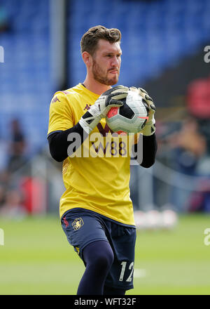 London, Großbritannien. 31. August 2019. Crystal Palace gegen Aston Villa; Torwart Jed Lenken von Aston Villa - Streng redaktionelle Verwendung. Keine Verwendung mit nicht autorisierten Audio-, Video-, Daten-, Spielpläne, Verein/liga Logos oder "live" Dienstleistungen. On-line-in-Match mit 120 Bildern beschränkt, kein Video-Emulation. Keine Verwendung in Wetten, Spiele oder einzelne Verein/Liga/player Publikationen Quelle: Aktion Plus Sport Bilder/Alamy leben Nachrichten Stockfoto