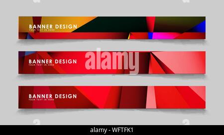 Abstrakte rechtwinkliger Vektor Banner mit bunten geometrischen Gradienten Hintergründe Stock Vektor