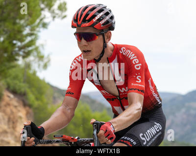 30 augustus 2019 Mas de la Costa, Spanien Radfahren Vuelta 2019 30-08-2019: Ronde van Spanje: Onda: Mas de la Costa Etappe 7, Sunweb Team, Vuelta a Espana 2019, Wilco Kelderman Stockfoto