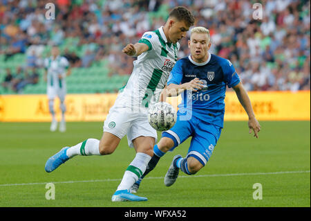 31 augustus 2019 Groningen, Niederlande Fußball Niederländische Eredivisie FC Groningen / Herakles 31-08-2019: Voetbal: FC Groningen / Herakles: Groningen Eredivisie seizoen 2019 - 2020 (L-R) Ajdin Hrustic des FC Groningen, Stockfoto