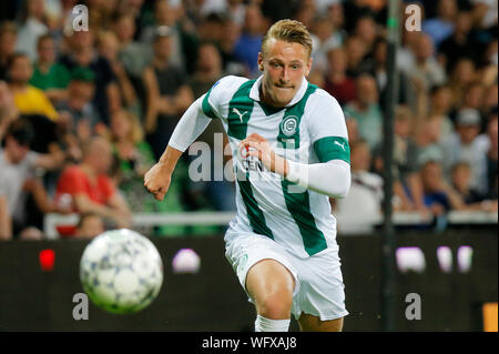 31 augustus 2019 Groningen, Niederlande Fußball Niederländische Eredivisie FC Groningen gegen Herakles 31-08-2019: Voetbal: FC Groningen gegen Herakles: Groningen Eredivisie seizoen 2019 - 2020 (L-R) Kaj Sierhuis vom FC Groningen, Stockfoto