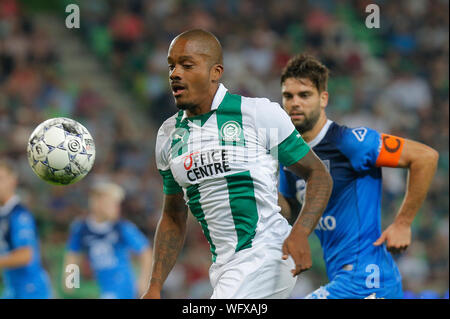 31 augustus 2019 Groningen, Niederlande Fußball Niederländische Eredivisie FC Groningen / Herakles 31-08-2019: Voetbal: FC Groningen / Herakles: Groningen Eredivisie seizoen 2019 - 2020 (L-R) Charlison Benschop des FC Groningen, Stockfoto