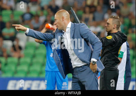 31 augustus 2019 Groningen, Niederlande Fußball Niederländische Eredivisie FC Groningen gegen Herakles 31-08-2019: Voetbal: FC Groningen gegen Herakles: Groningen Eredivisie seizoen 2019 - 2020 (L-R) Danny Buijs vom FC Groningen, Stockfoto