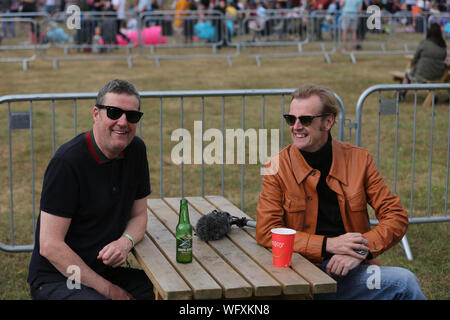 Knebworth, Herfordshire, UK. 31 August, 2019. Die Farm backstage in der zweiten Cool Britannia Festival auf dem Gelände des Knebworth House. Stockfoto